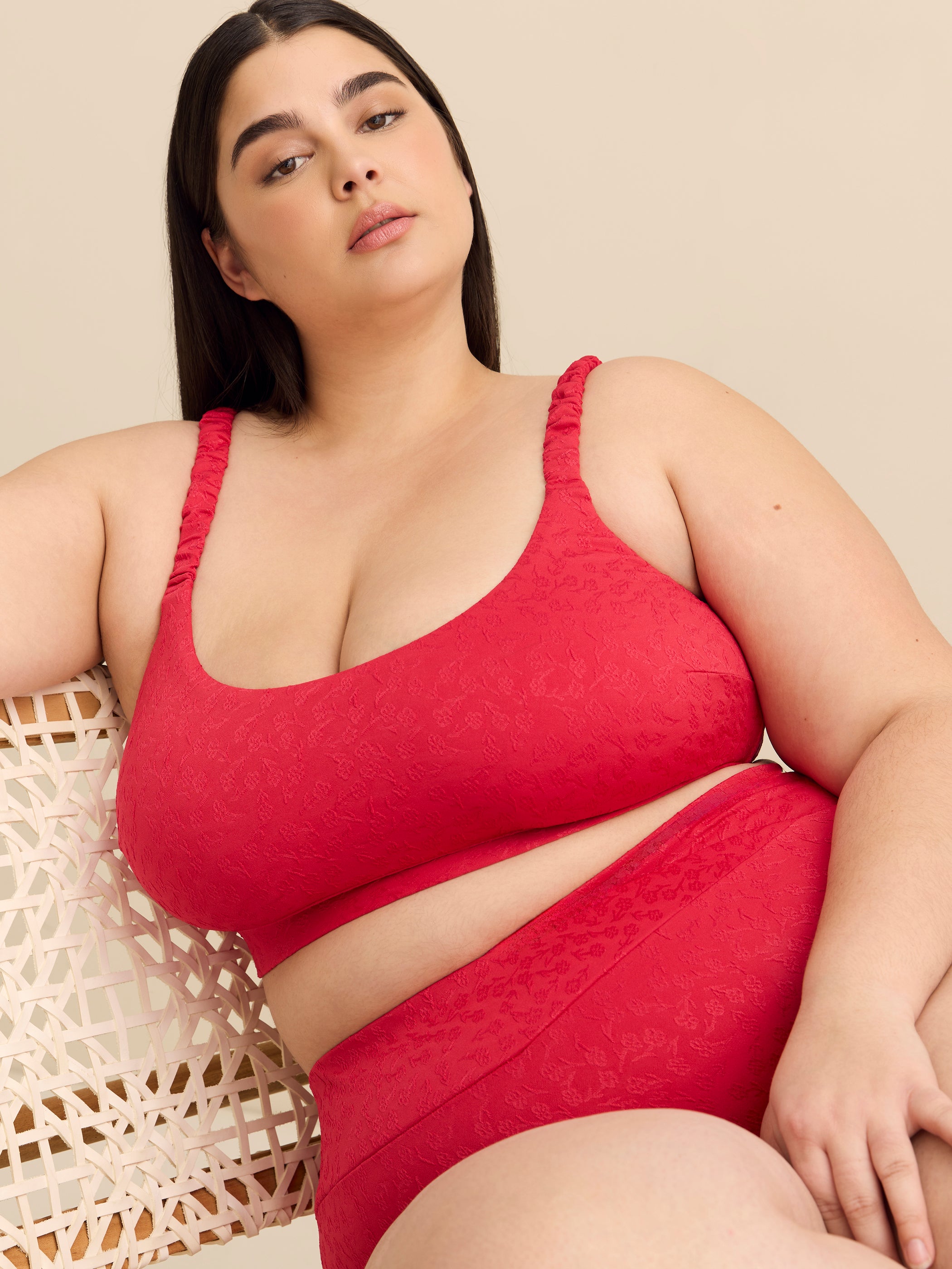 Culotte de maillot de bain taille haute à bande croisée