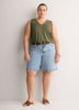 Responsible, Gray Leaf-Print Sleeveless V-Neck Swing Top