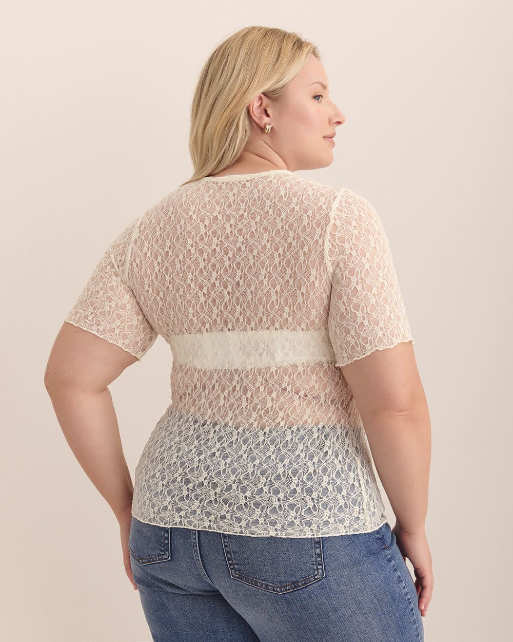 Lace Top with Lettuce Hem - Addition Elle