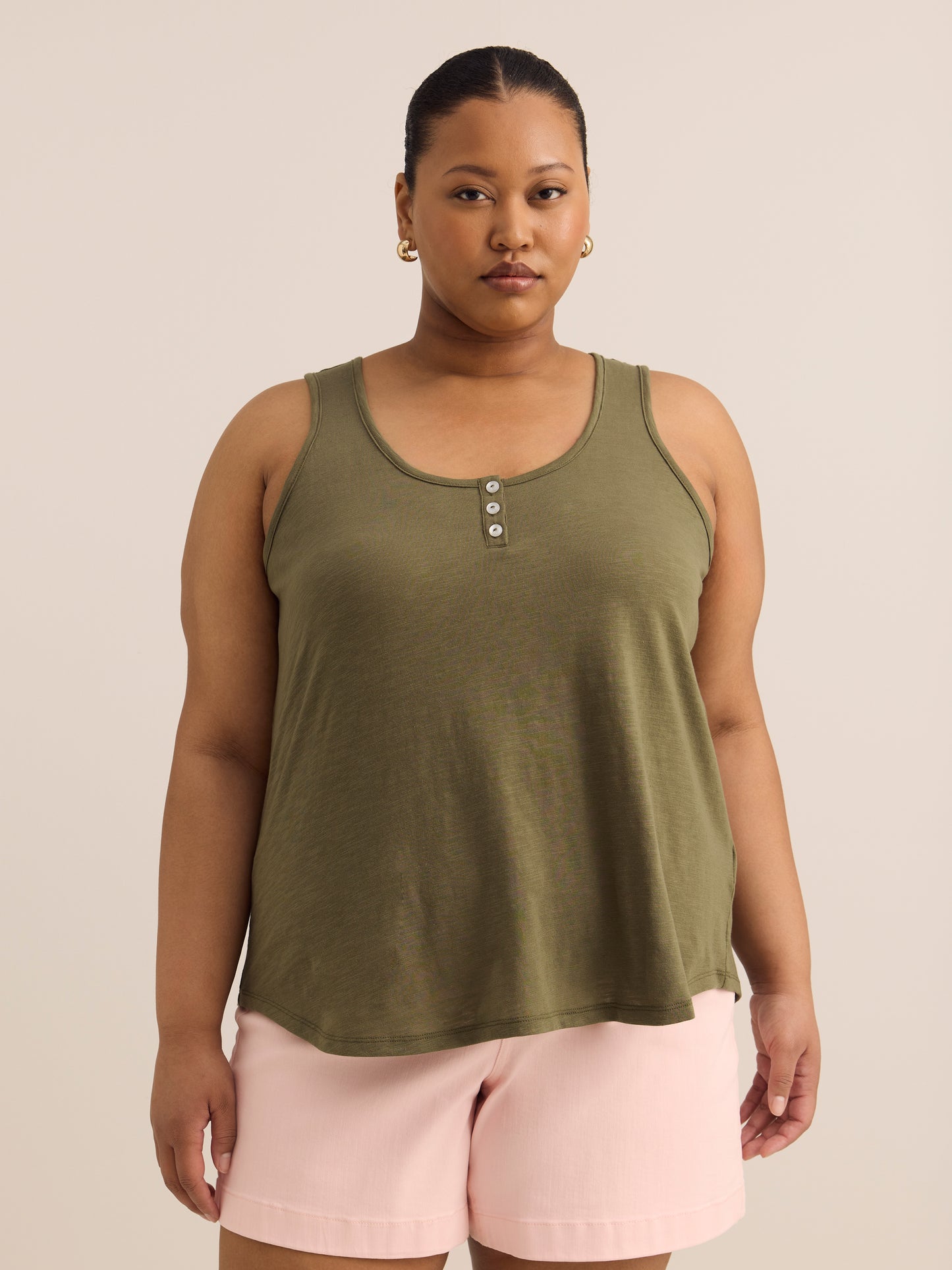 Straight Henley Tank Top