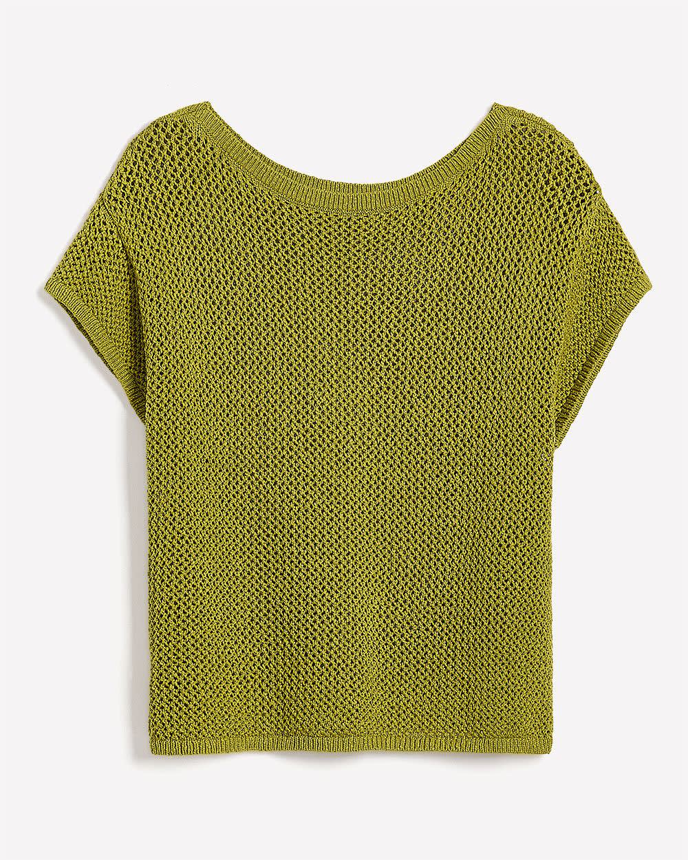 Pull en crochet à manches courtes et encolure bateau