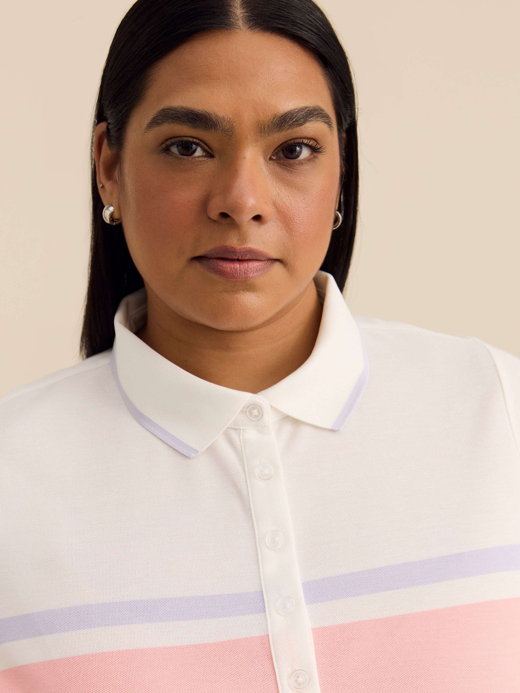 Short-Sleeve Pique Polo with Ribbed Collar - Active Zone