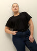 Flutter-Sleeve Knit Top with Smocked Detail