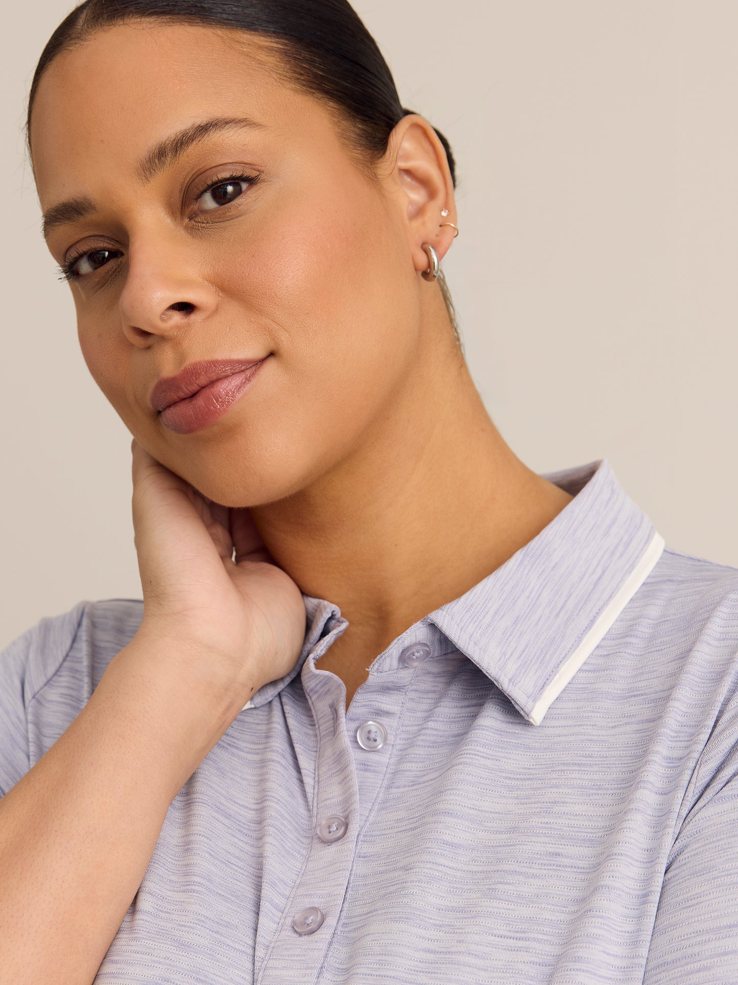 Short-Sleeve Space Dye Polo with Piping - Active Zone