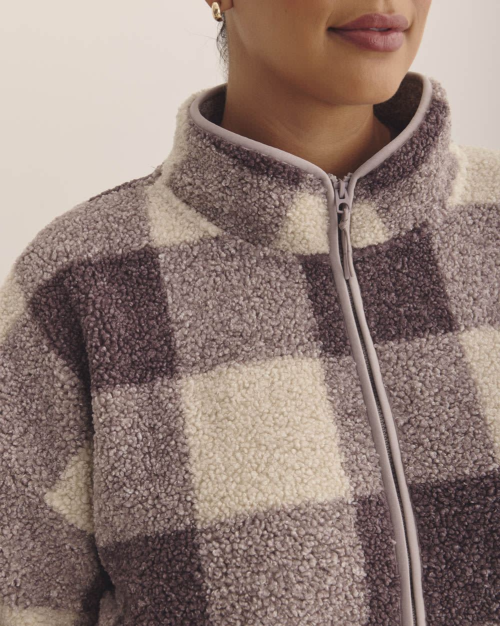 Manteau court en sherpa carreauté - Active Zone