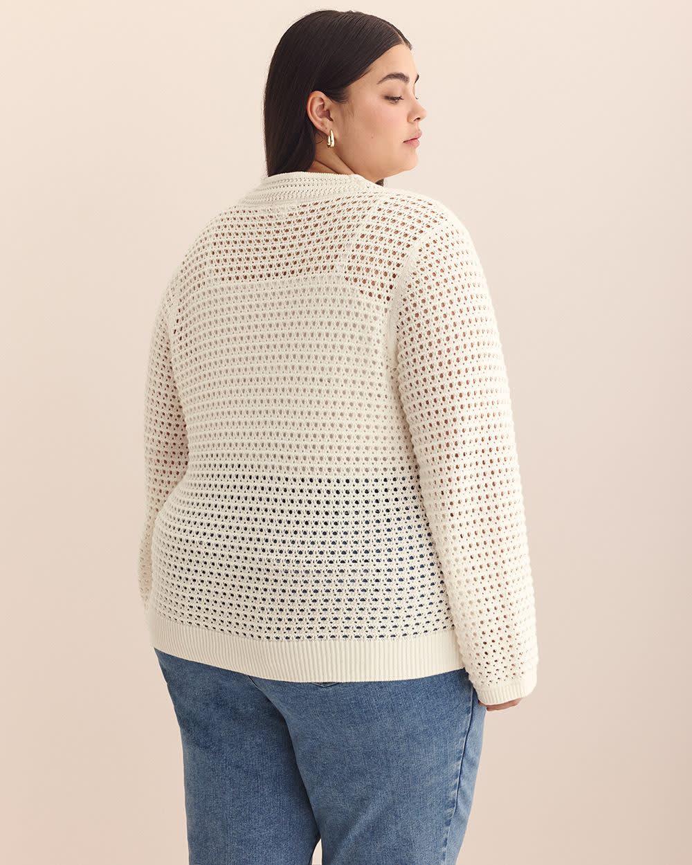 Long-Sleeve Crochet Cotton Cardigan