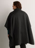 Dark Gray Stand-Collar Buttoned-Down Cape