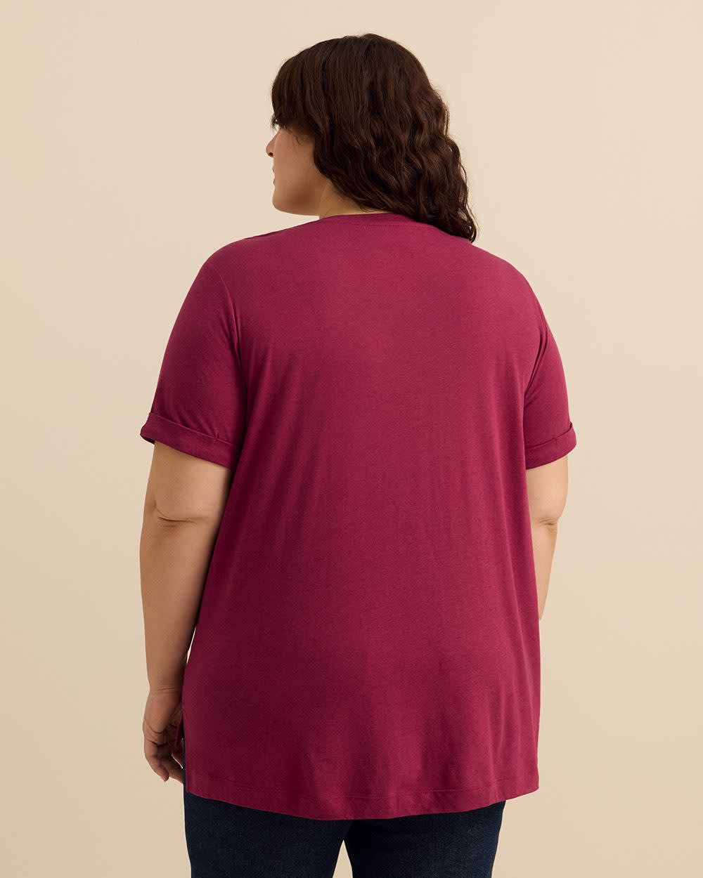 Responsible, V-Neck Boyfriend Tee with Slits