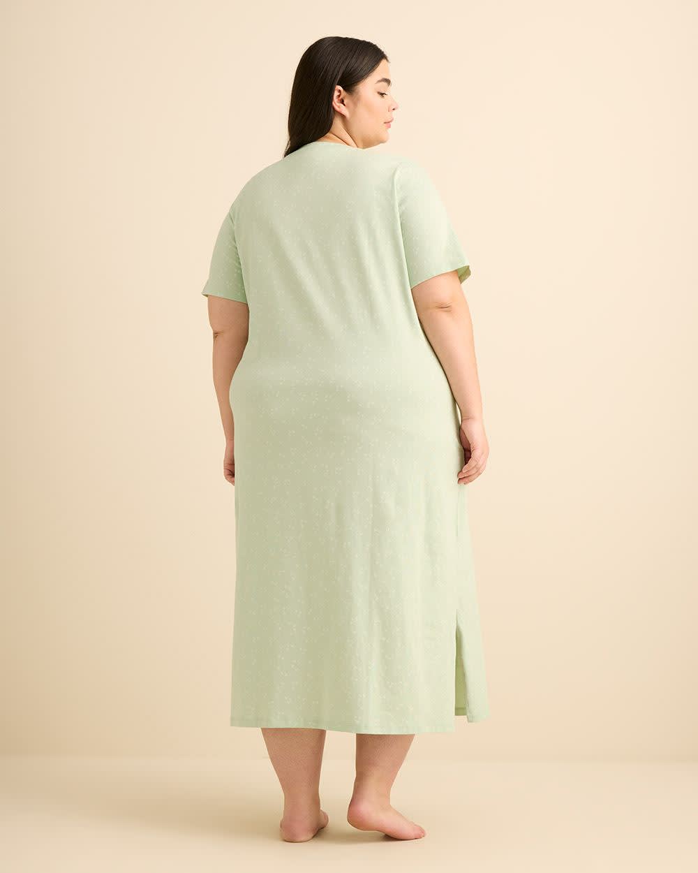 Chemise de nuit longue à manches courtes avec imprimé floral - ti Voglio