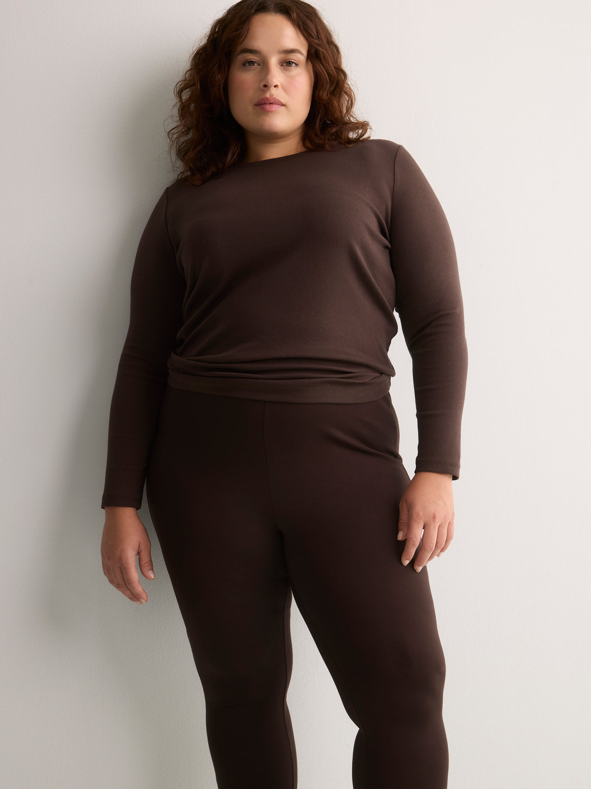 Brown Ponte de Roma Fashion Legging with Studded Side