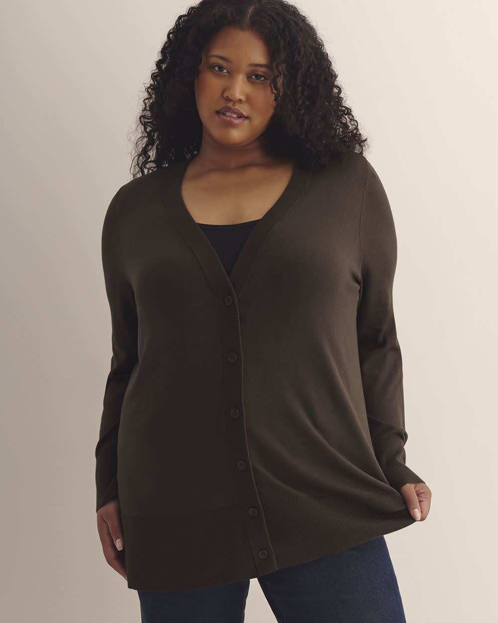 Responsible, Cotton-Blend Tunic Cardigan