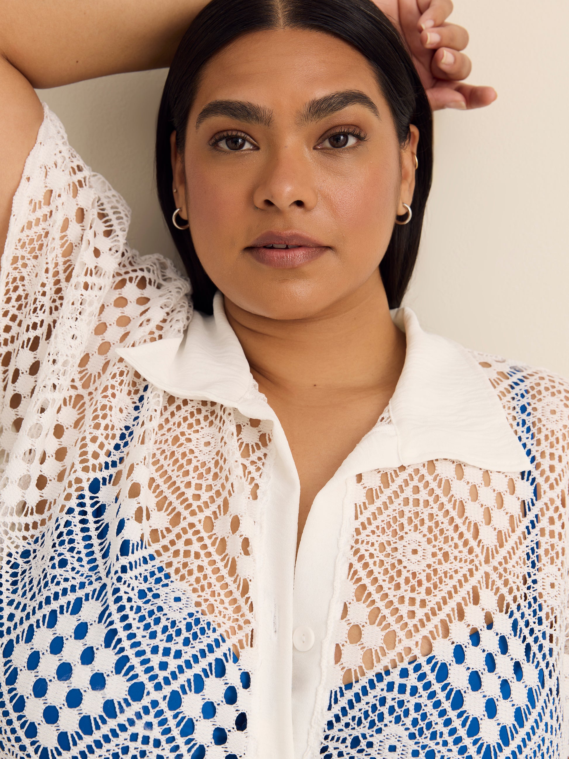 White Crochet Knit V-Neck Cover-Up Dress - Cover Me