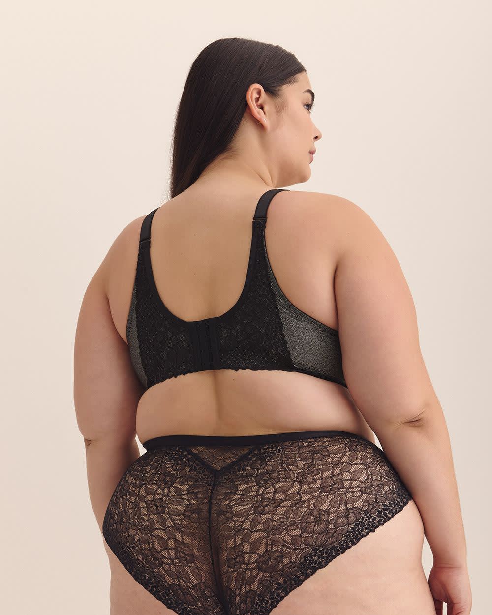 Silver Sparkle Underwire Plunge Bra with Lace - Déesse Collection