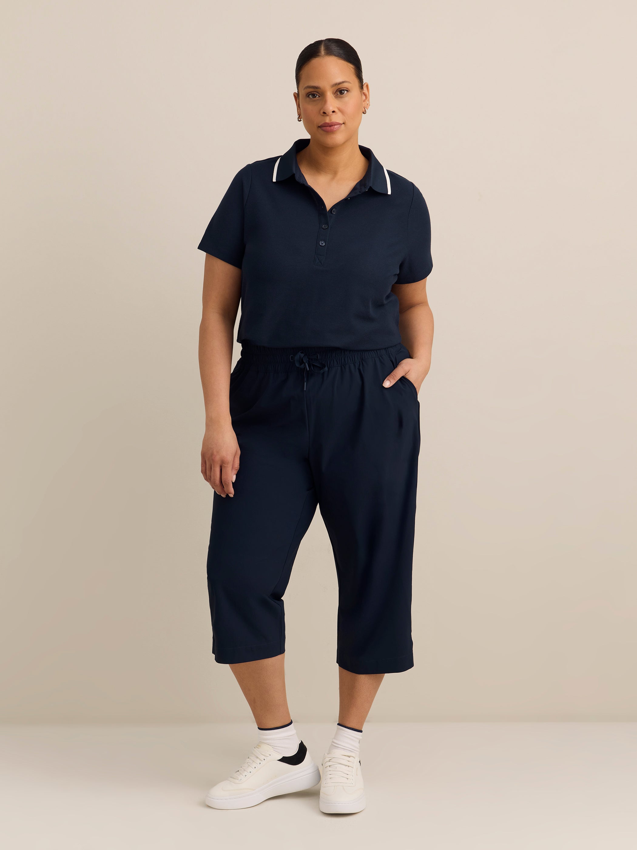 Short-Sleeve Pique Polo with Ribbed Collar - Active Zone