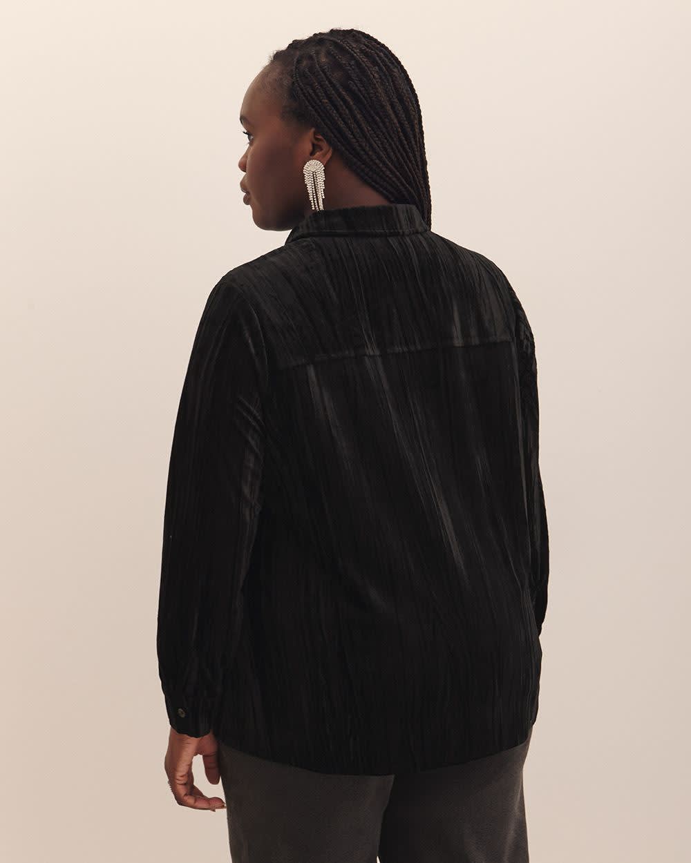 Chemise tricotée pour femmes Penningtons – Coupe droite, col boutonné, 100 % polyester