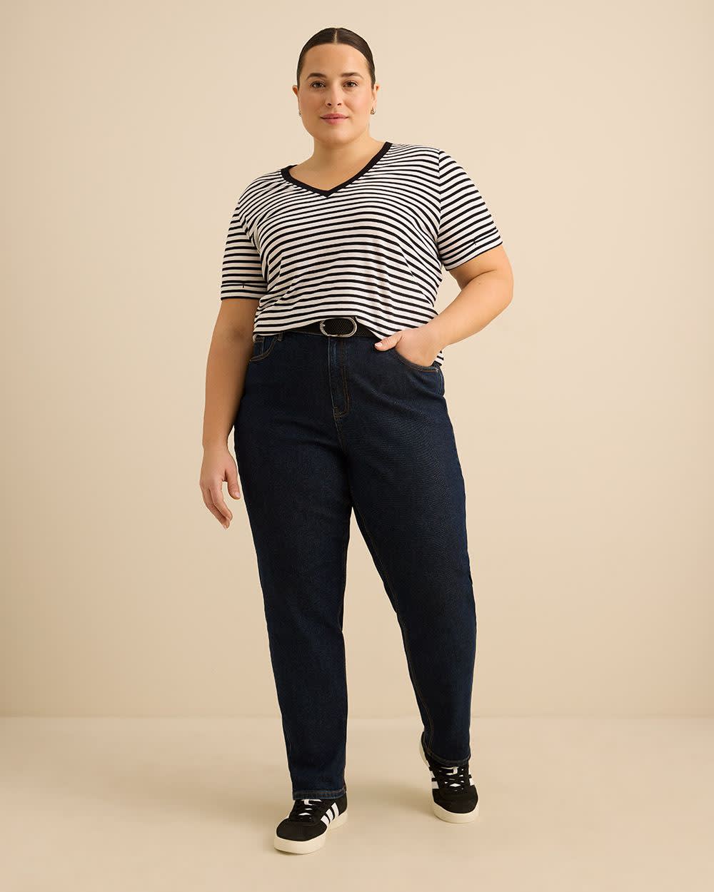 Responsible, V-Neck Boyfriend Tee with Slits