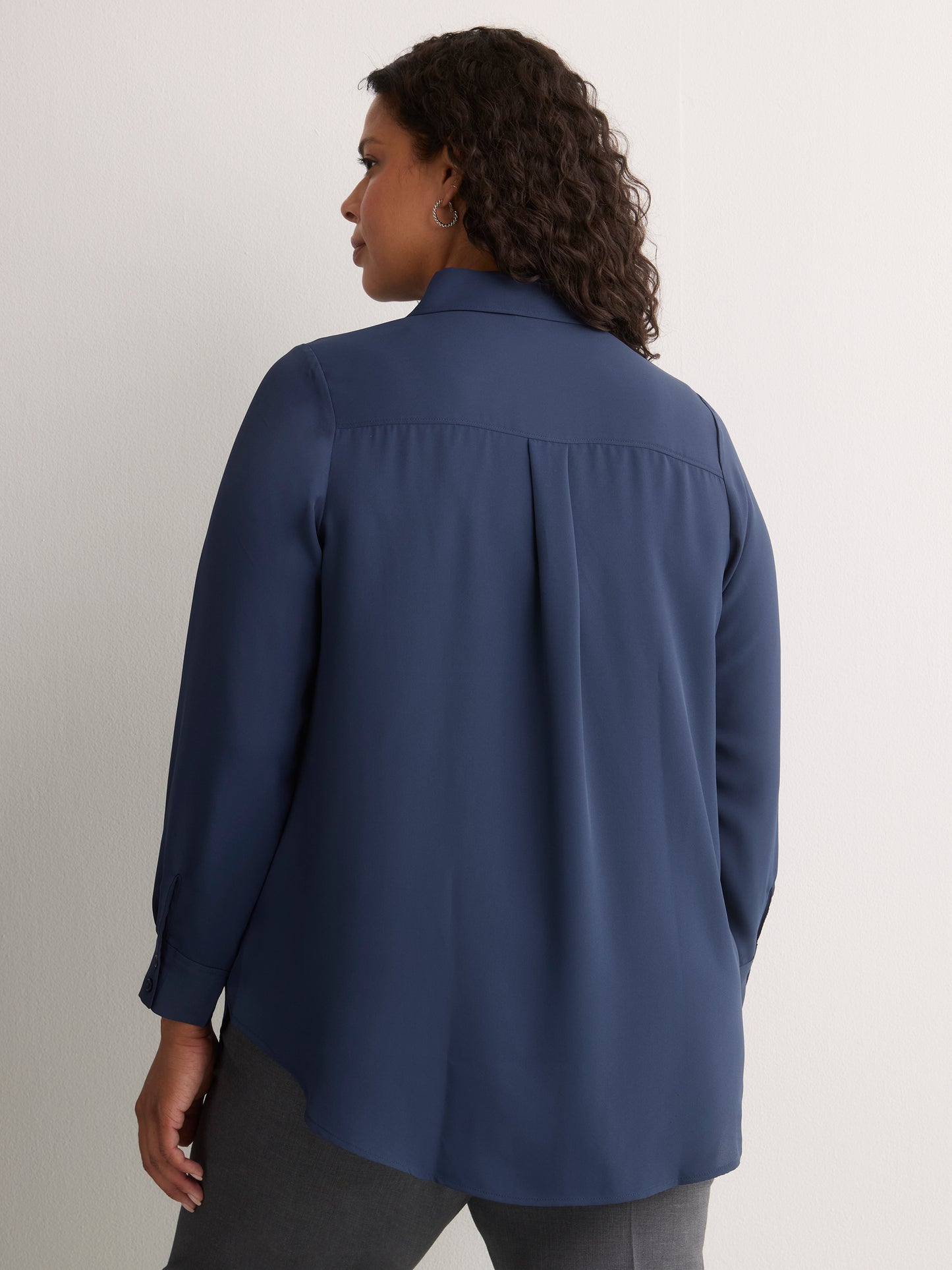 Responsible, Silky Buttoned Down Tunic Shirt