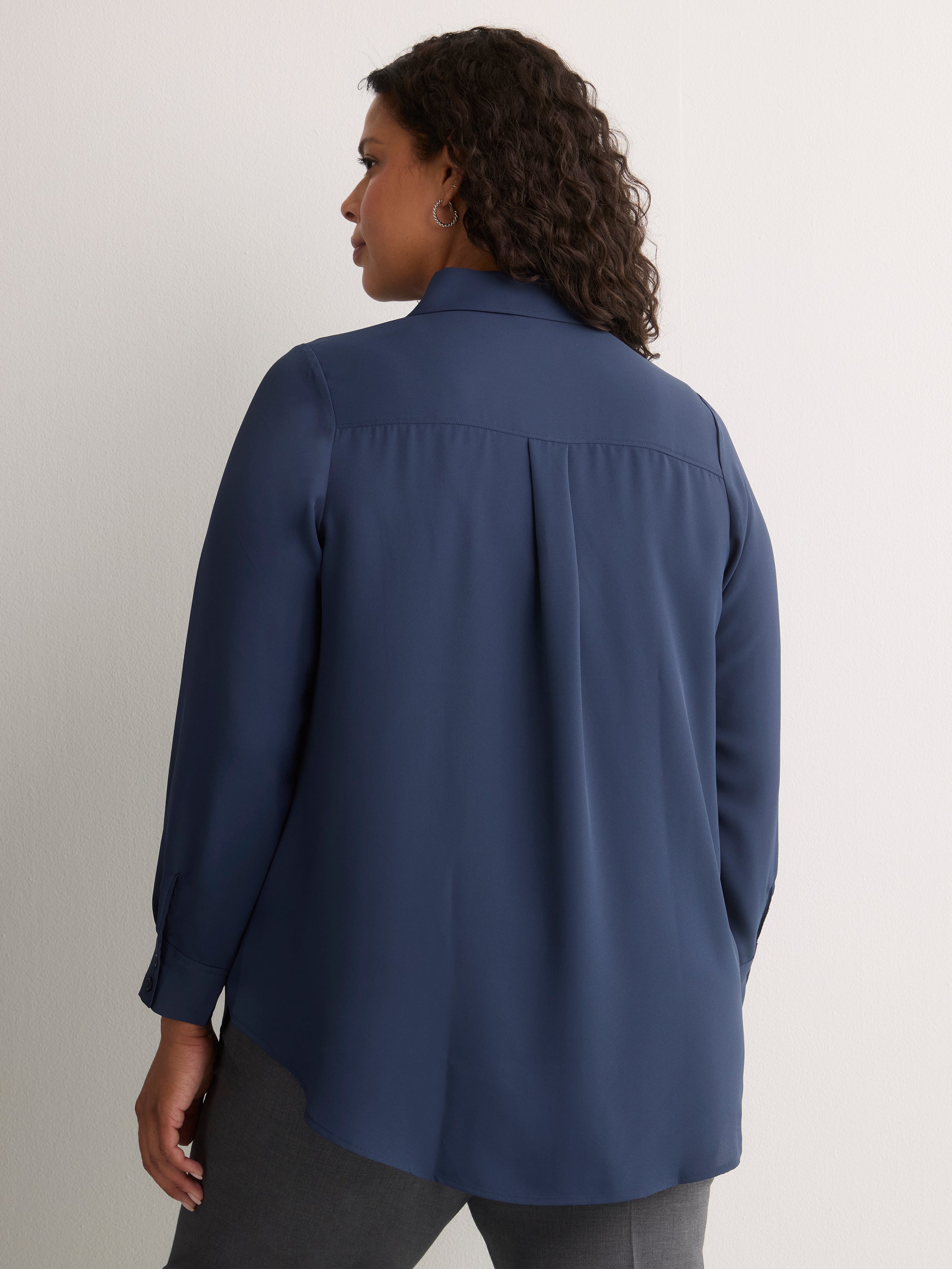 Responsible, Silky Buttoned Down Tunic Shirt
