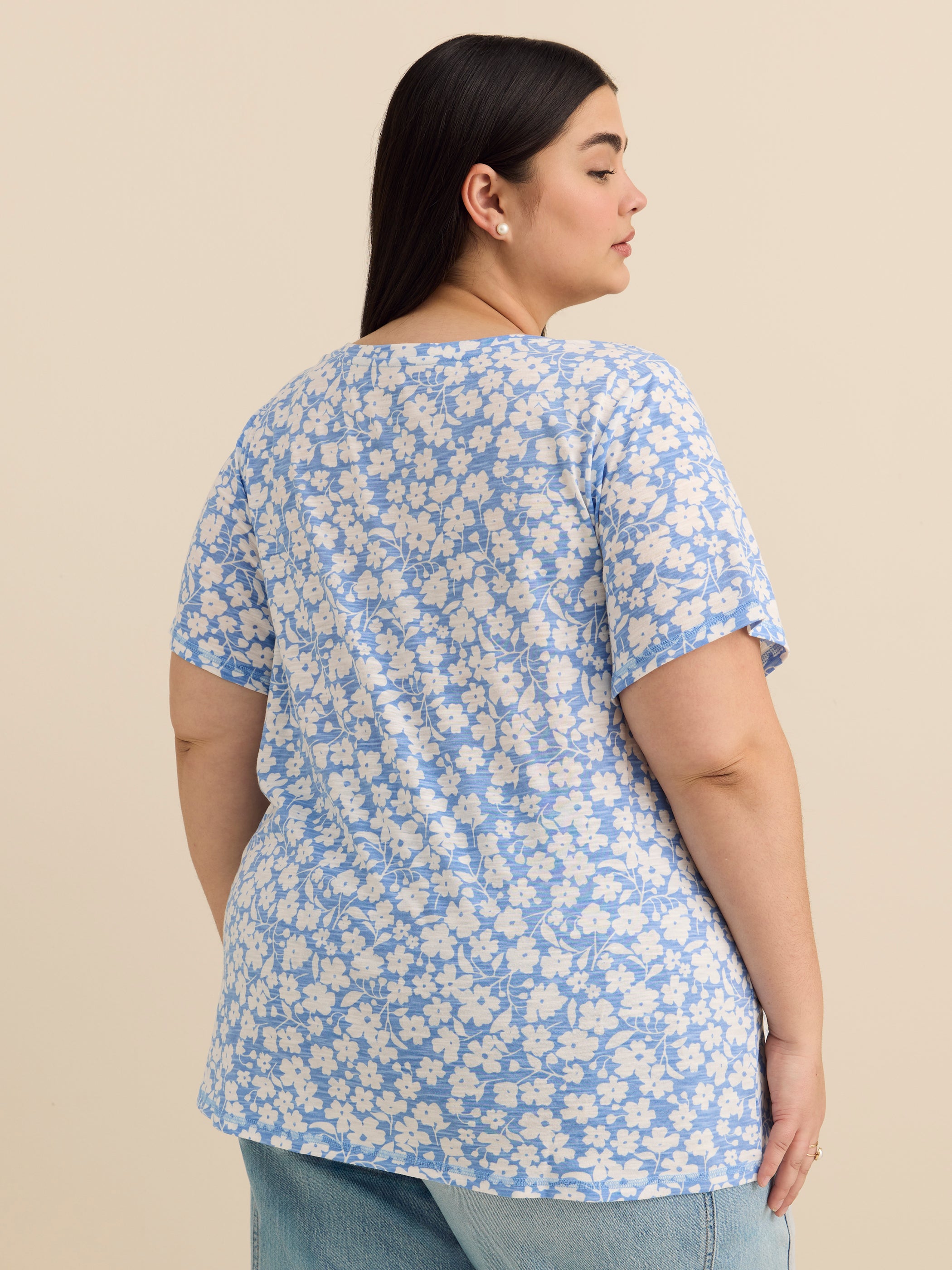 T-shirt coupe galbée à col rond 