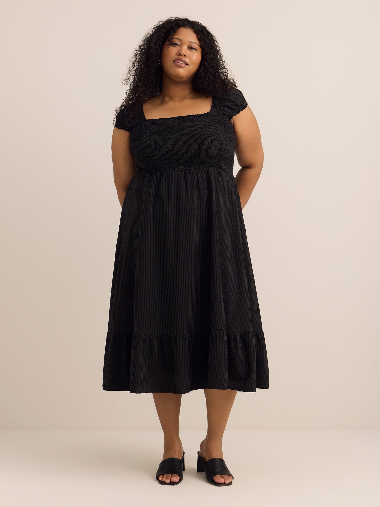 Smocked Maxi Dress with Cap Sleeves