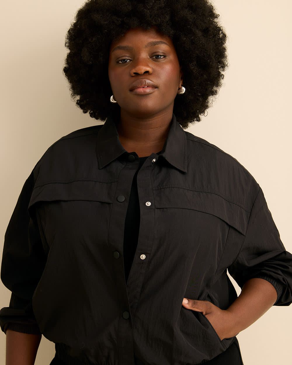 Veste noire déperlante à col chemise - Active Zone