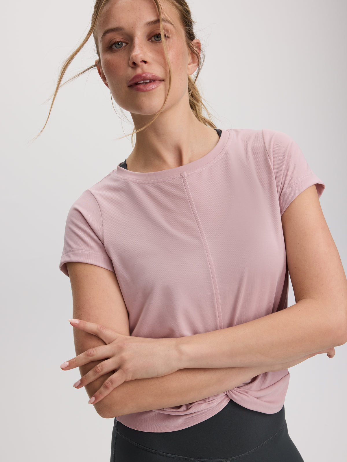 Short-Sleeve Crew-Neck T-Shirt with Twisted Detail - Hyba