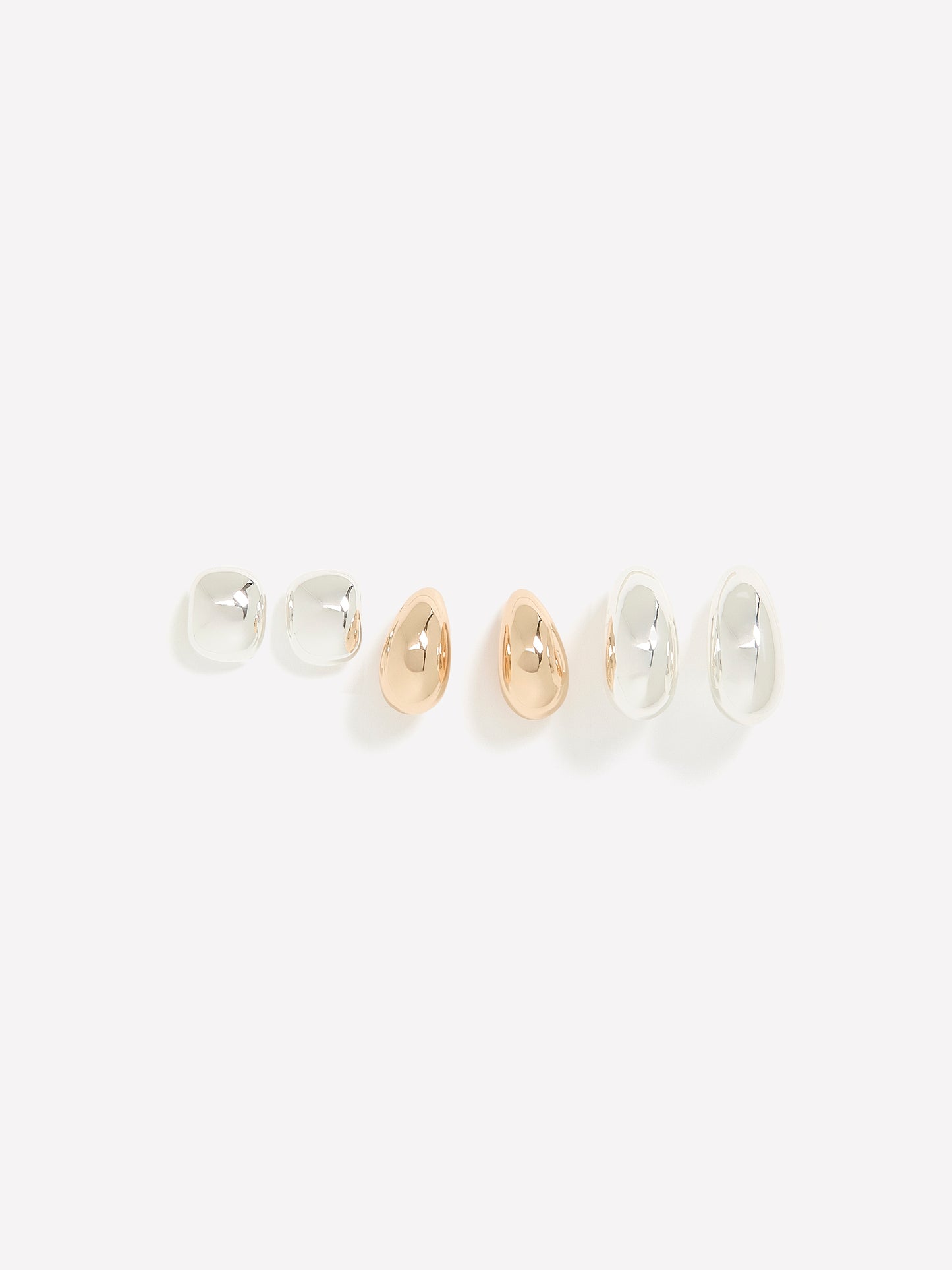 Mixed Metallic Bubble Earrings, Set of 3