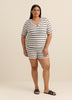 Striped Hooded Short-Sleeve Cover-Up Top - Cover Me
