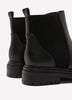 Extra Wide Width, Black Faux Leather Chunky Lug Bootie