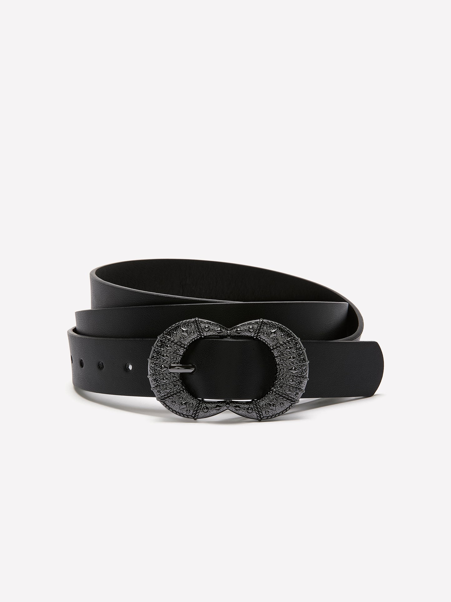 Denim Belt with Embellished Buckle