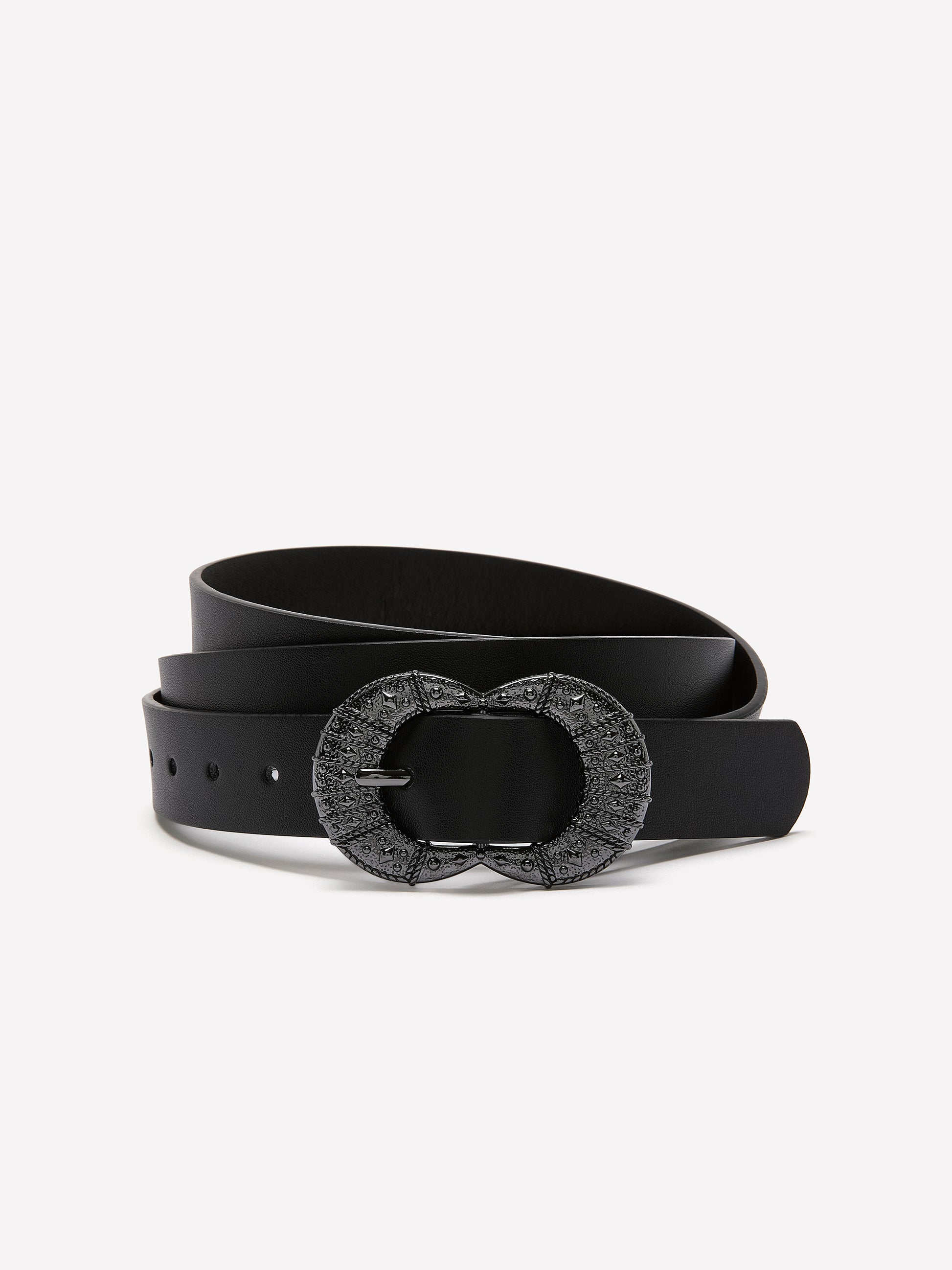 Denim Belt with Embellished Buckle