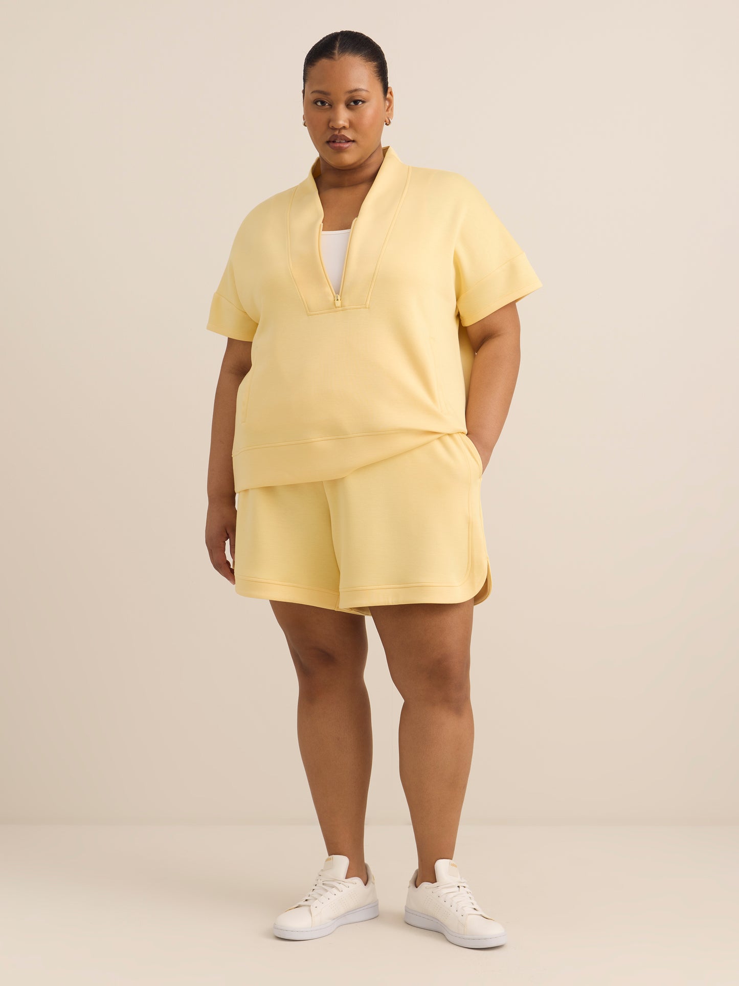 Responsible, Lightweight Beige Tulip-Hem Bermuda Short - Active Zone