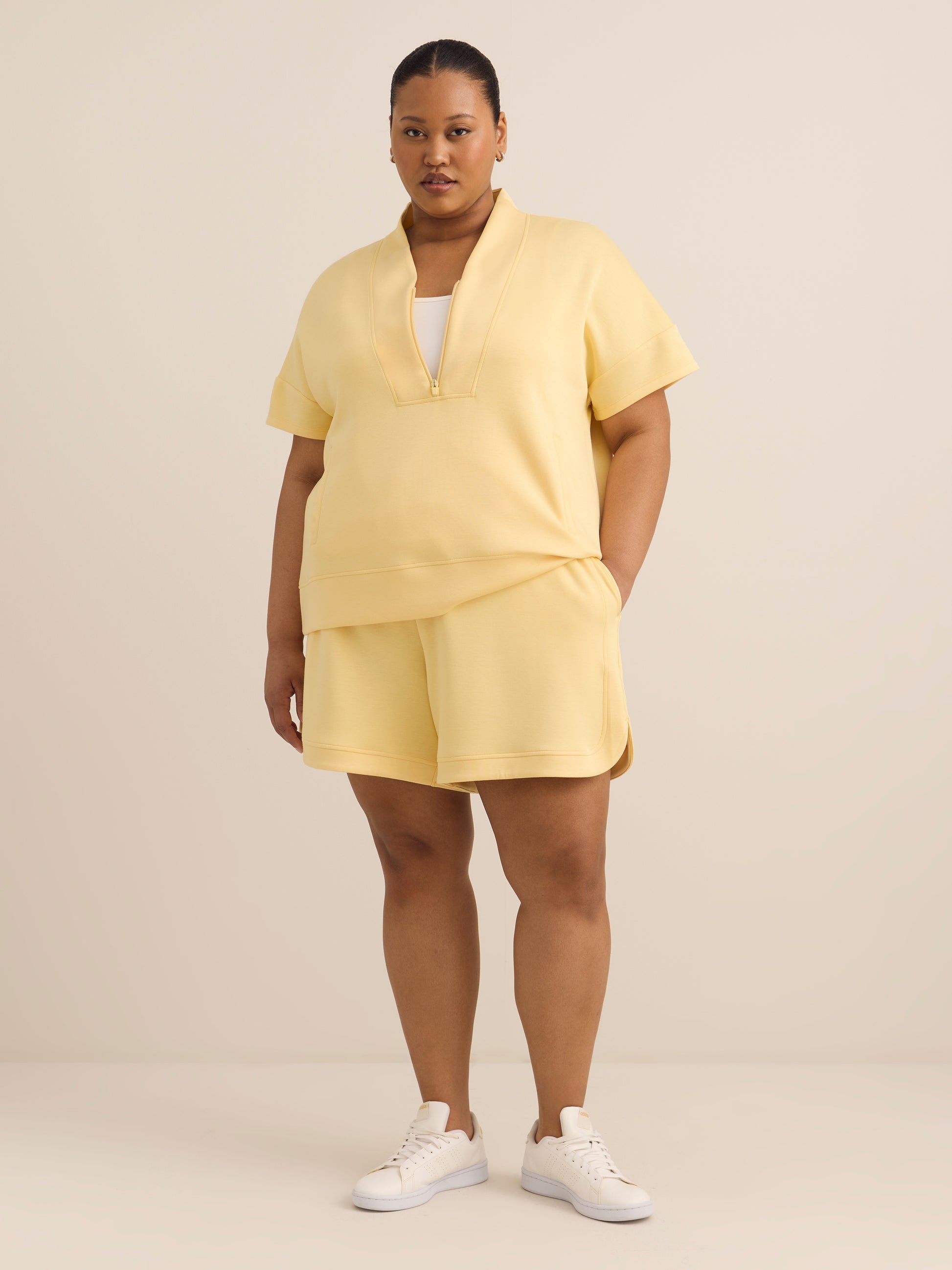 Responsible, Lightweight Beige Tulip-Hem Bermuda Short - Active Zone