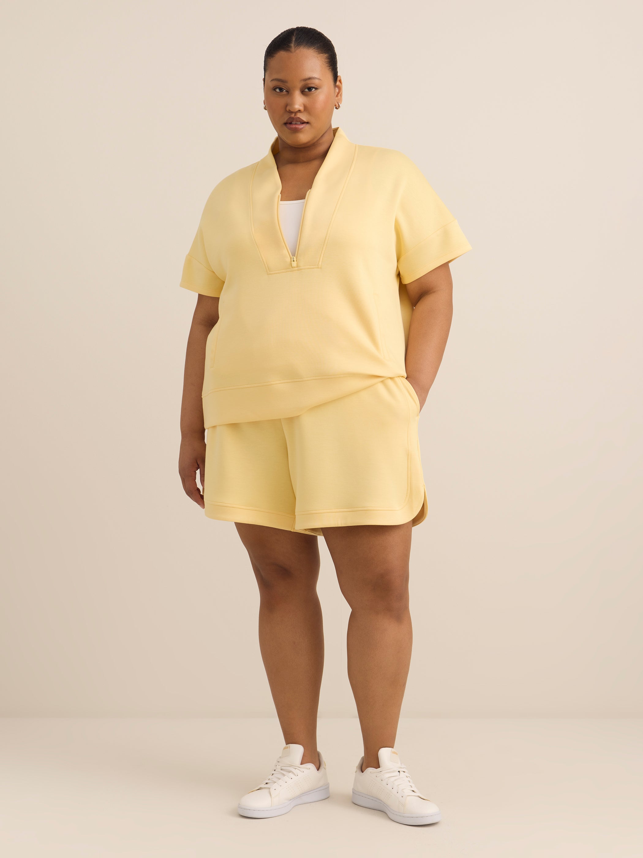 Responsible, Lightweight Beige Tulip-Hem Bermuda Short - Active Zone