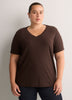 Boyfriend-Fit V-Neck Tee with Slits