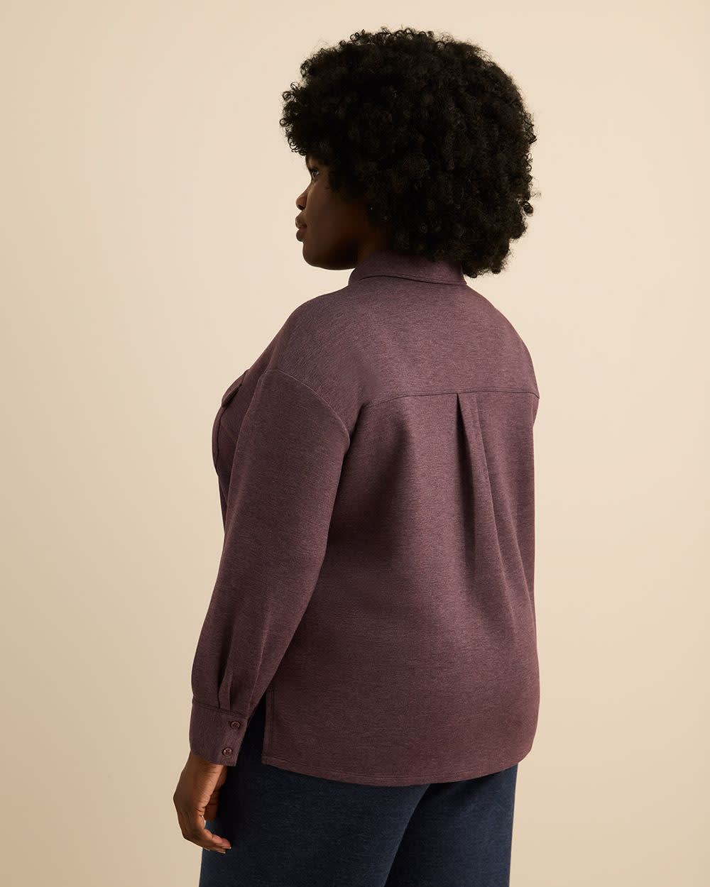 Buttoned-Down Stretch Knit Shirt