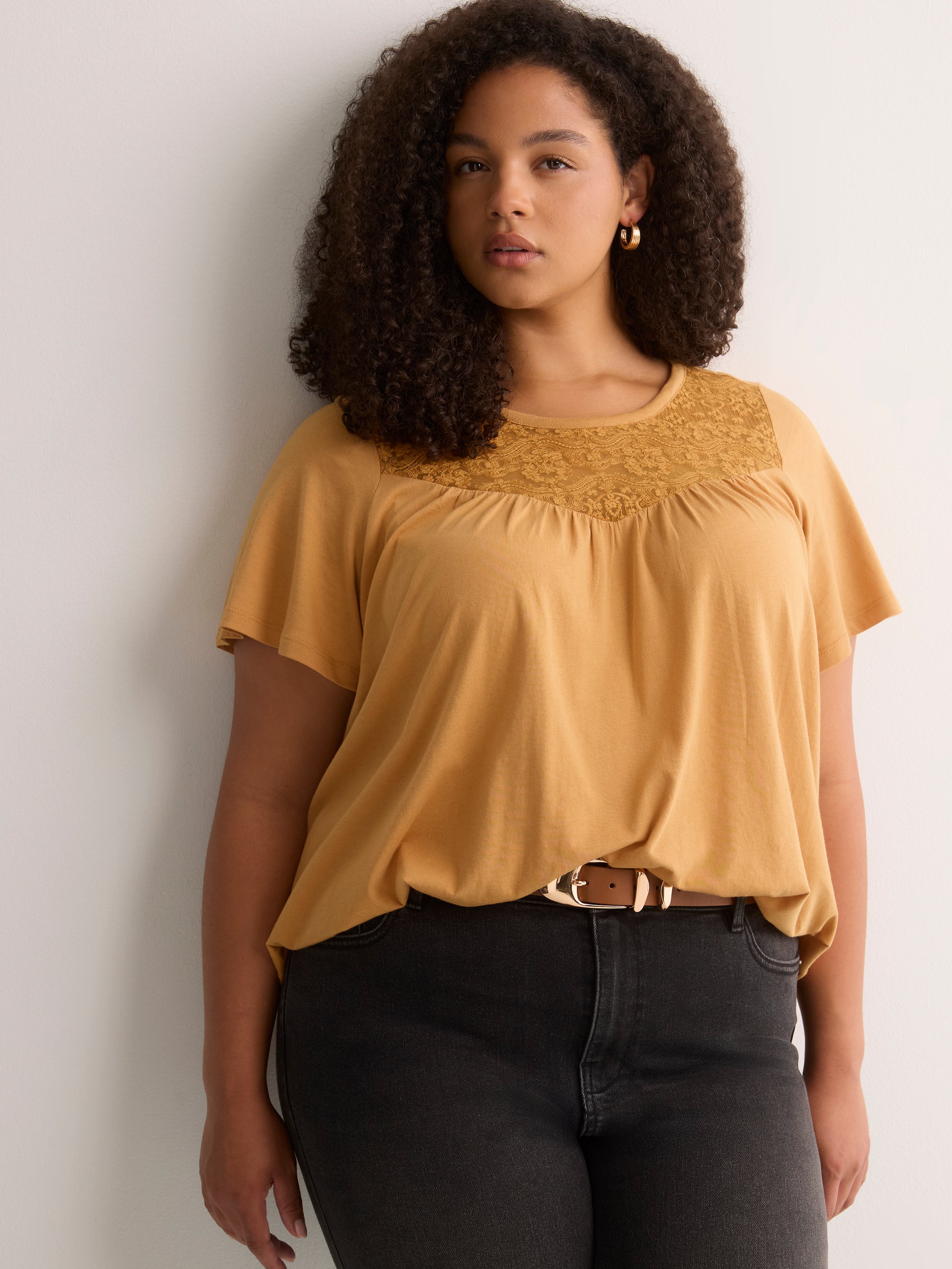Slight Swing Top with Embroidered Yoke