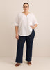 Cotton A-Line Notch-Neckline Blouse