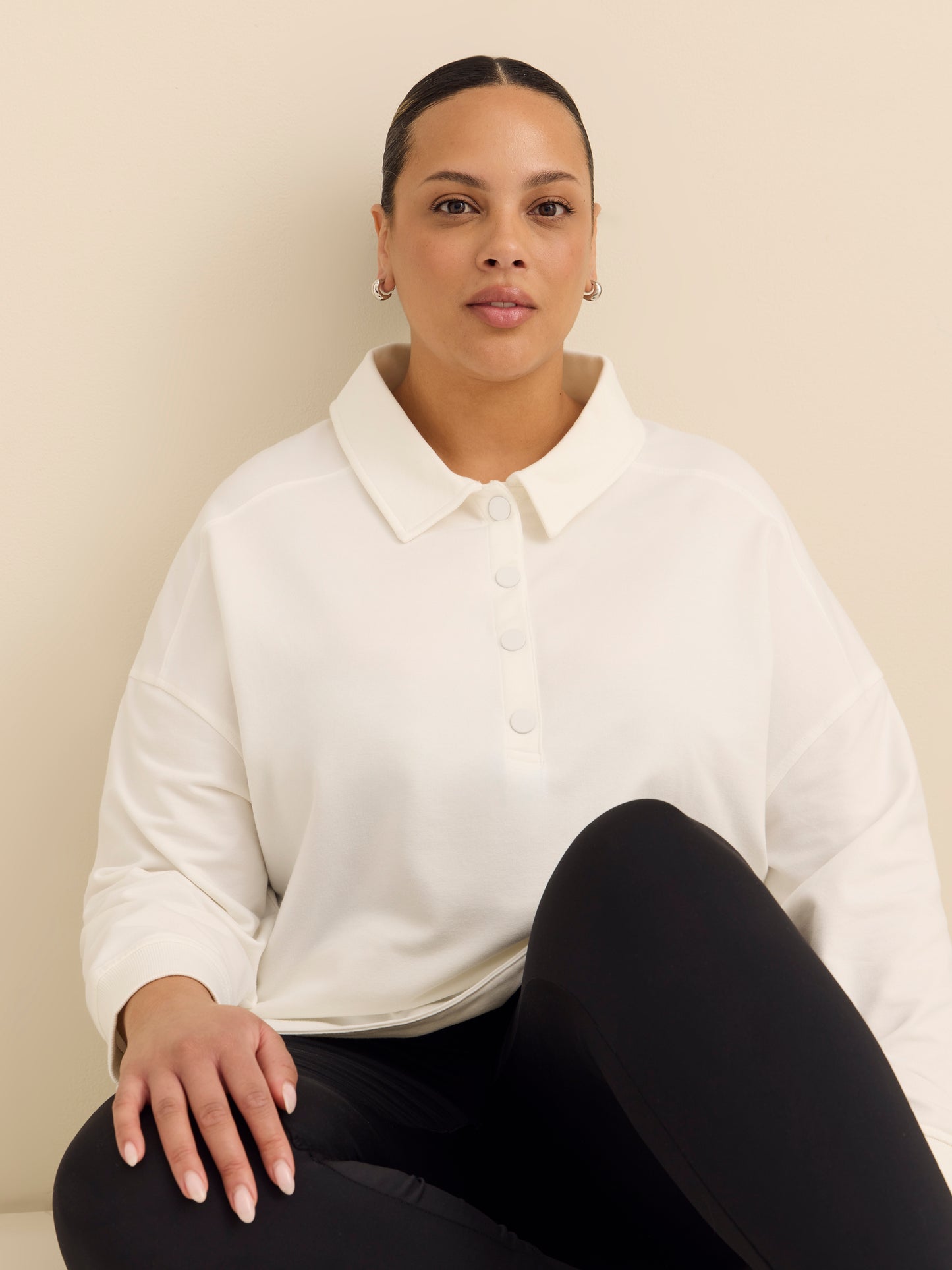 Polo Sweatshirt with Tulip Hem - ActiveZone