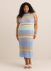 Striped Sleeveless Crochet Knit Maxi Dress