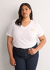 Boyfriend-Fit V-Neck Tee with Slits