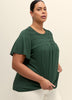 Flutter-Sleeve Knit Top with Smocked Detail