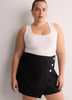 Linen-Blend Buttoned Skort