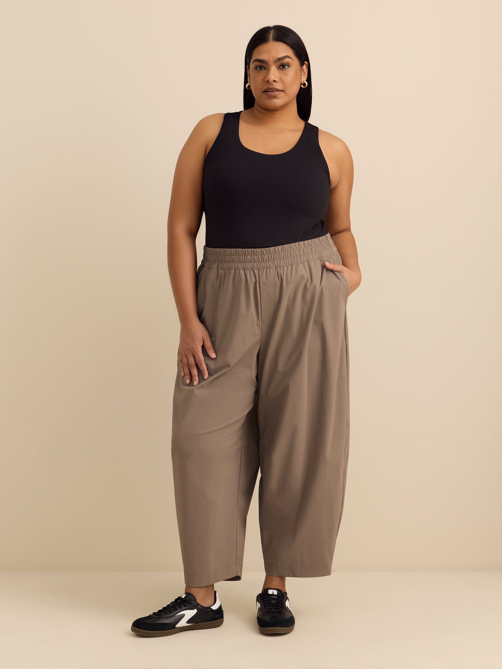 Pull-On Stretch Barrel-Leg Pants - ActiveZone