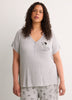 Grey Textured Henley Pyjama Top with Dalmatian Print - Disney