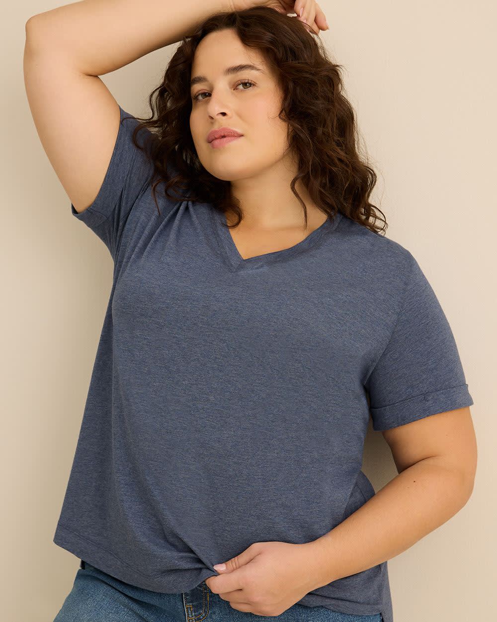 Responsible, V-Neck Boyfriend Tee with Slits