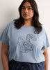 Blue Short-Sleeve Boxy Pyjama Top with Squirrel Print - tiVOGLIO