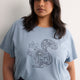 Blue Short-Sleeve Boxy Pyjama Top with Squirrel Print - tiVOGLIO