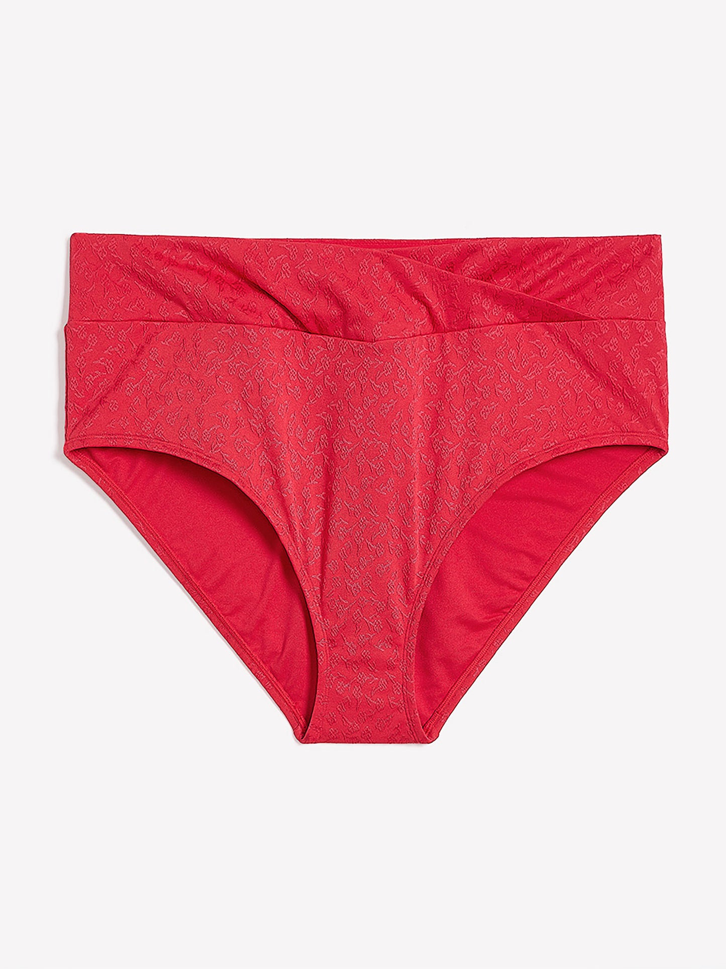 High-Waist Criss-Cross Textured Swim Brief