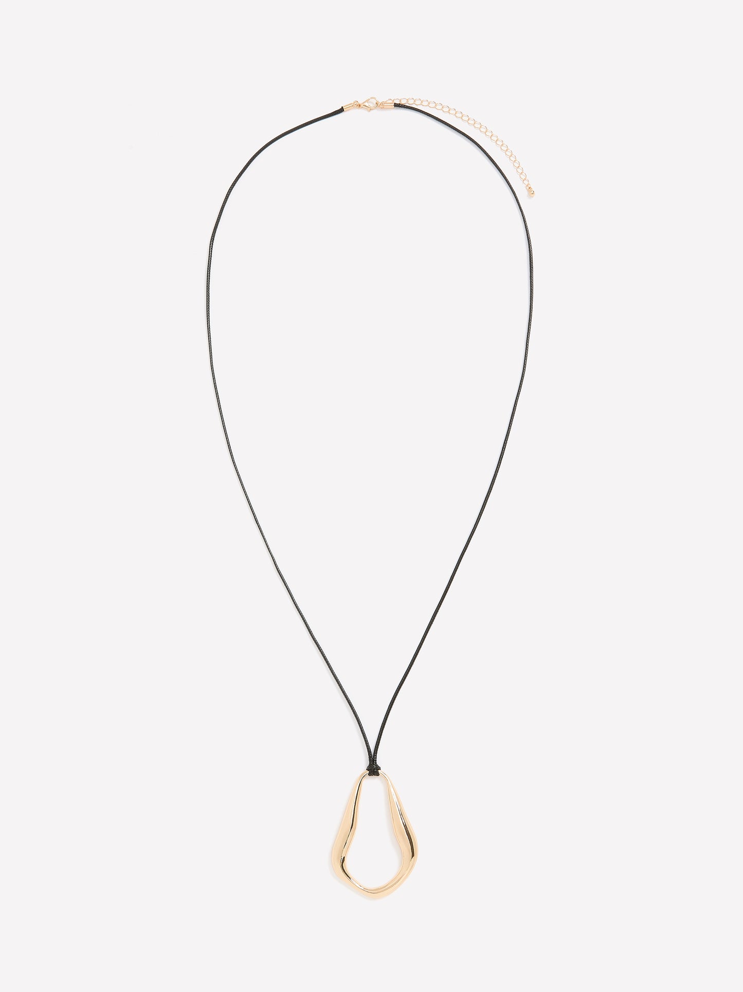 Long Rope Necklace with Golden Pendant